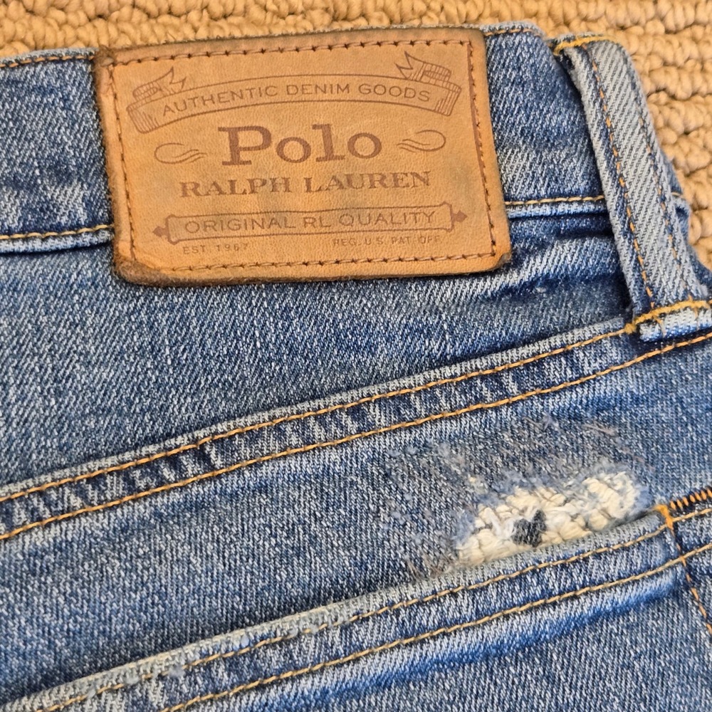 Polo Ralph Lauren Sullivan Slim Distressed Jeans Mens 34x34 Medium Wash Denim - Picture 3 of 14